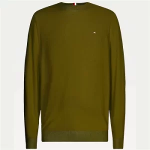 Tommy Hilfiger Mens Mini Flag Crewneck Jumper - Olivewood - M