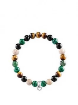 Thomas Sabo Semi Precious Bead Green Mix Stretch Charm Bracelet, One Colour, Women