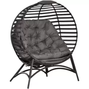 Egg Chair w/ Cushion Steel Frame and Side Pocket for Indoor Outdoor - Sand brown - Outsunny