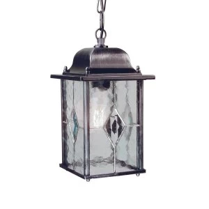 1 Light Outdoor Ceiling Chain Lantern Black Silver IP43, E27