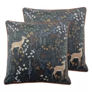 Furn. Richmond Twin Pack Polyester Filled Cushions Midnight Blue