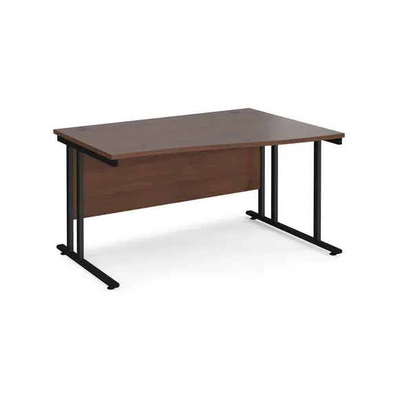 Maestro 25 Wave Desk Black Frame and Walnut Table Top - Right Hand - 1400mm