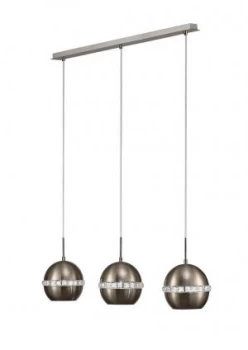 Ceiling Pendant 3 Light E27 Linear Polished Chrome, Crystal