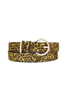 Leopard Print Leather Jeans Belt