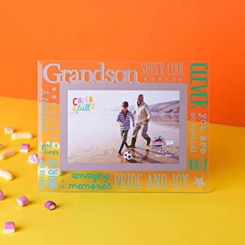 6" x 4" Cheerful Glass Photo Frame - Grandson