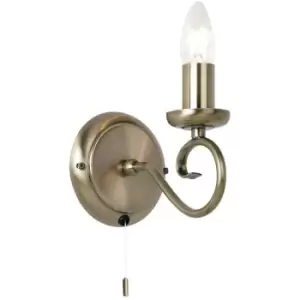 Endon Trafford - 1 Light Indoor Candle Wall Light Antique Brass, E14