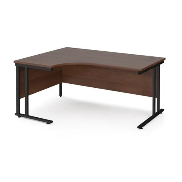 Office Desk Left Hand Corner Desk 1600mm Walnut Top With Black Frame 1200mm Depth Maestro 25 MC16ELKW