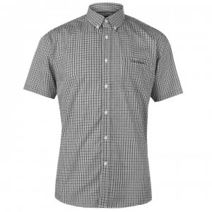 Pierre Cardin Short Sleeve Shirt Mens - Black Check