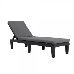 Faro Black Lounger with Grey Cushion Black