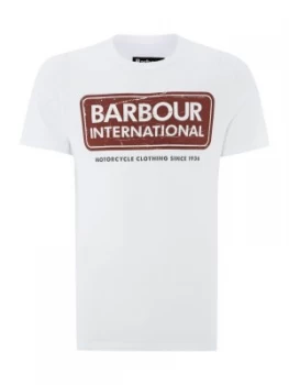 Mens Barbour International logo t shirt White