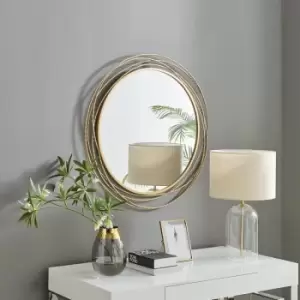 Saskia 90cm Round Gold Wall Mirror