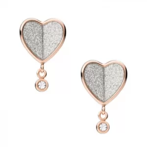 Fossil Flutter Hearts Rose Gold Tone Stud Earrings