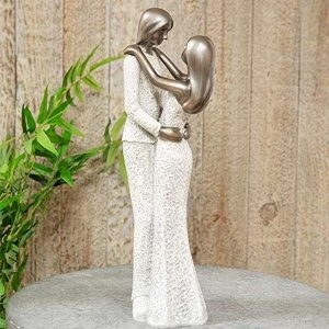 Textured Grey Stone & Silver Finish Standing Couple Figurine