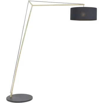 Merano Ravenna Floor Lamp Matt Brass Plate & Black Cotton Fabric