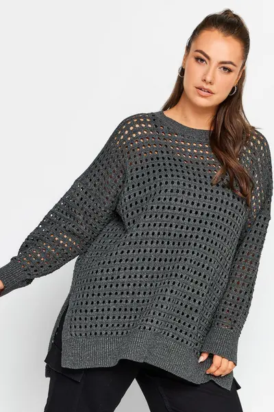 Yours Crochet Jumper Grey