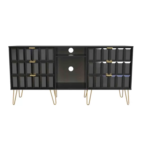 Welcome Furniture Ready Assembled Cube 6 Drawer Sideboard In Deep Black