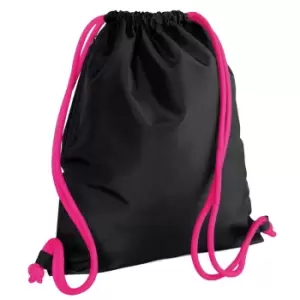 Bagbase Icon Drawstring Bag/Gymsac (One Size) (Black/Fuchsia)