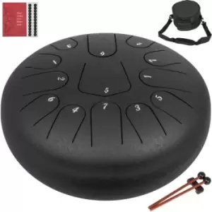 Steel Tongue Drum Percussion Instrument 13note 12" Steel Tank Drum, Black