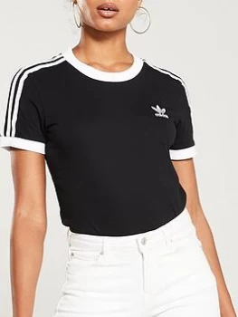 adidas Originals 3 Stripe Tee - Black, Size 20, Women