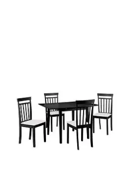 Julian Bowen Rufford 80-160 Cm Extending Dining Table Plus 4 Coast Chairs - Black