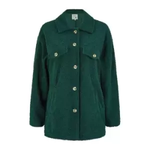 Yumi Green Teddy Bear Button Through Shacket - Green