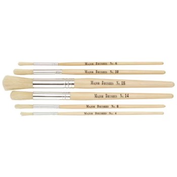 Major Brushes Short Handle Round Hog Brushes - Pack of 6