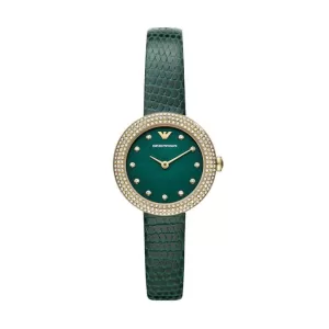 Emporio Armani Womens Two-Hand Leather Watch - Green