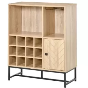 Homcom Wine Cabinet For 12 Bottles Freestanding Wine Rack Sideboard