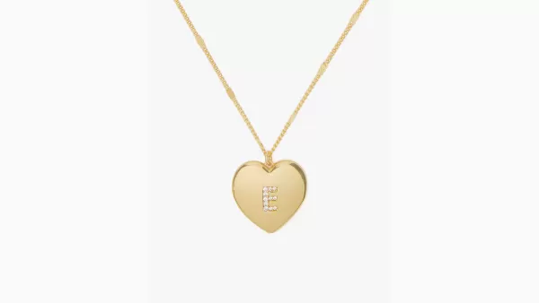 E Heart Letter Locket Necklace