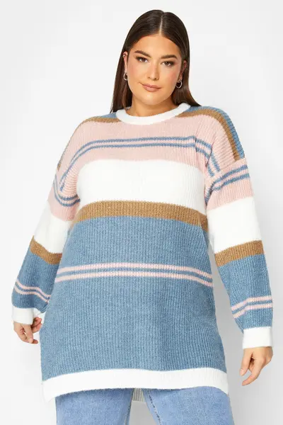 Yours Stripe Jumper Blue