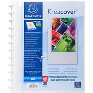 Kreacover PP Display Books with Removable Pkts, A4, 30 Pkts, White, Pack of 4