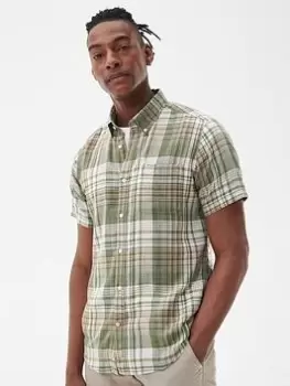 Barbour Oxtown Short Sleeve Tailored Shirt - Green Size M Men