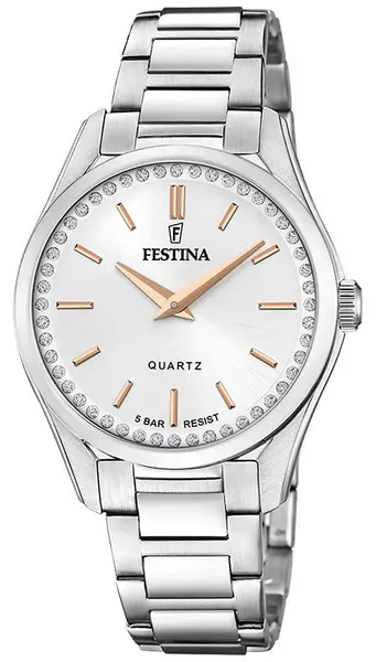 Festina F20583/1 Ladies Steel With CZ Set & Steel Watch