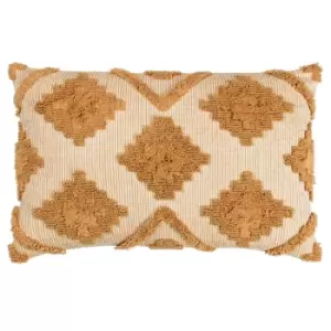 Lamar Tufted Diamond Cushion Mustard, Mustard / 40 x 60cm / Polyester Filled