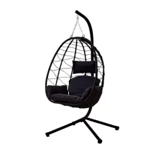 Neo Black Egg Swing Hanging Chair with Cushions