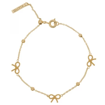 Ladies Olivia Burton Gold Plated Vintage Bow & Ball Bracelet