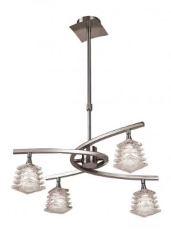 Telescopic Ceiling Pendant Semi Flush Convertible 4 Light G9, Satin Nickel