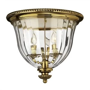 3 Light Flush Mount Ceiling Light Burnished Brass, E14