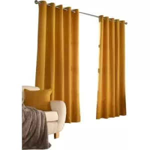 Furn Ellis Ringtop Eyelet Curtains (168 x 137 cm) (Ochre) - Ochre