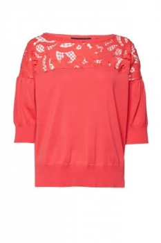 French Connection Salerno Knit Lace Jumper Pink