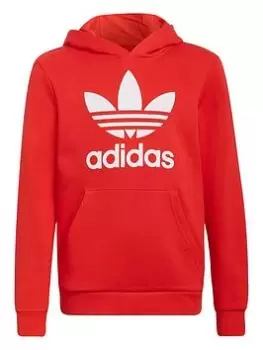 Boys, adidas Originals Junior Unisex Trefoil Hoody, Red/White, Size 7-8 Years