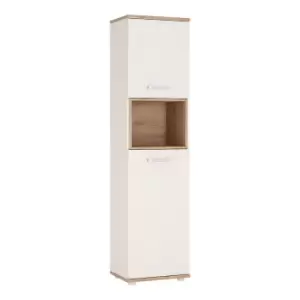 4Kids Tall 2 Door Cabinet In Light Oak And White High Gloss (Lilac Handles)