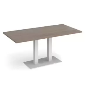 Eros rectangular dining table with flat white rectangular base and twin uprights 1600mm x 800mm - barcelona walnut