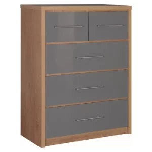 Seville Grey 5 Drawer Chest Grey