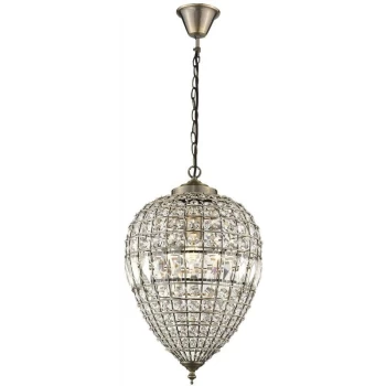 Spring Lighting - Chandelier 1 Light Antique Brass Finish, E27