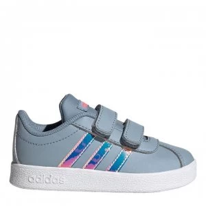 adidas VL Court Nubuck Infant Girls Trainers - Blue/Iridescent