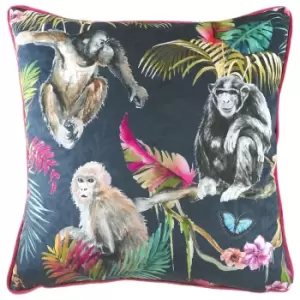 Jungle Monkey Cushion Blue