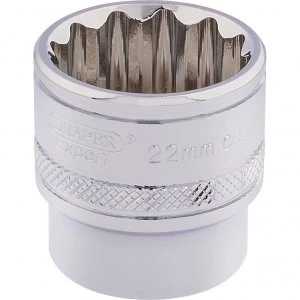 Draper 3/8" Drive Polished Finish Hi Torq Bi Hexagon Socket Metric 3/8" 22mm