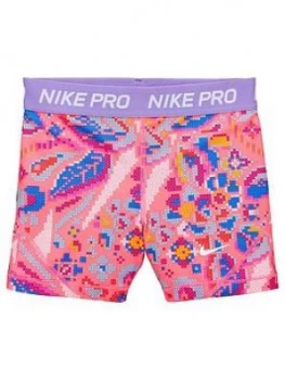 Nike Girls Boy Shorts - Pink Print, Pink Print, Size XL, 13-15 Years, Women