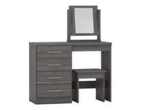 Seconique Nevada Black 4 Drawer Dressing Table and Stool